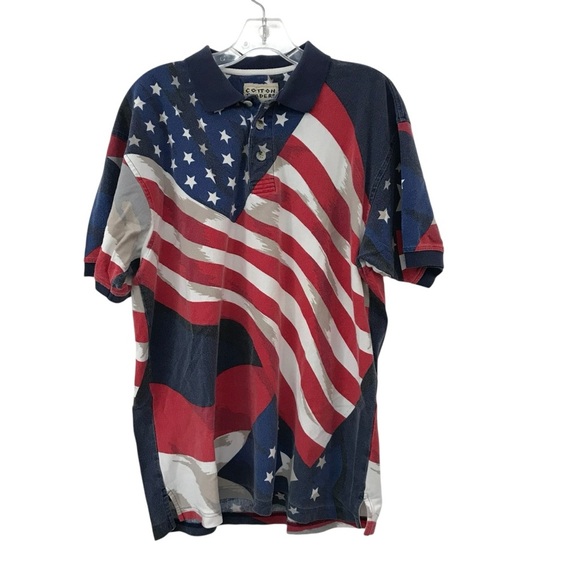 Cotton Traders Other - Cotton Traders Sport Polo Golf Shirt Men’s Large Patriotic American USA Flag